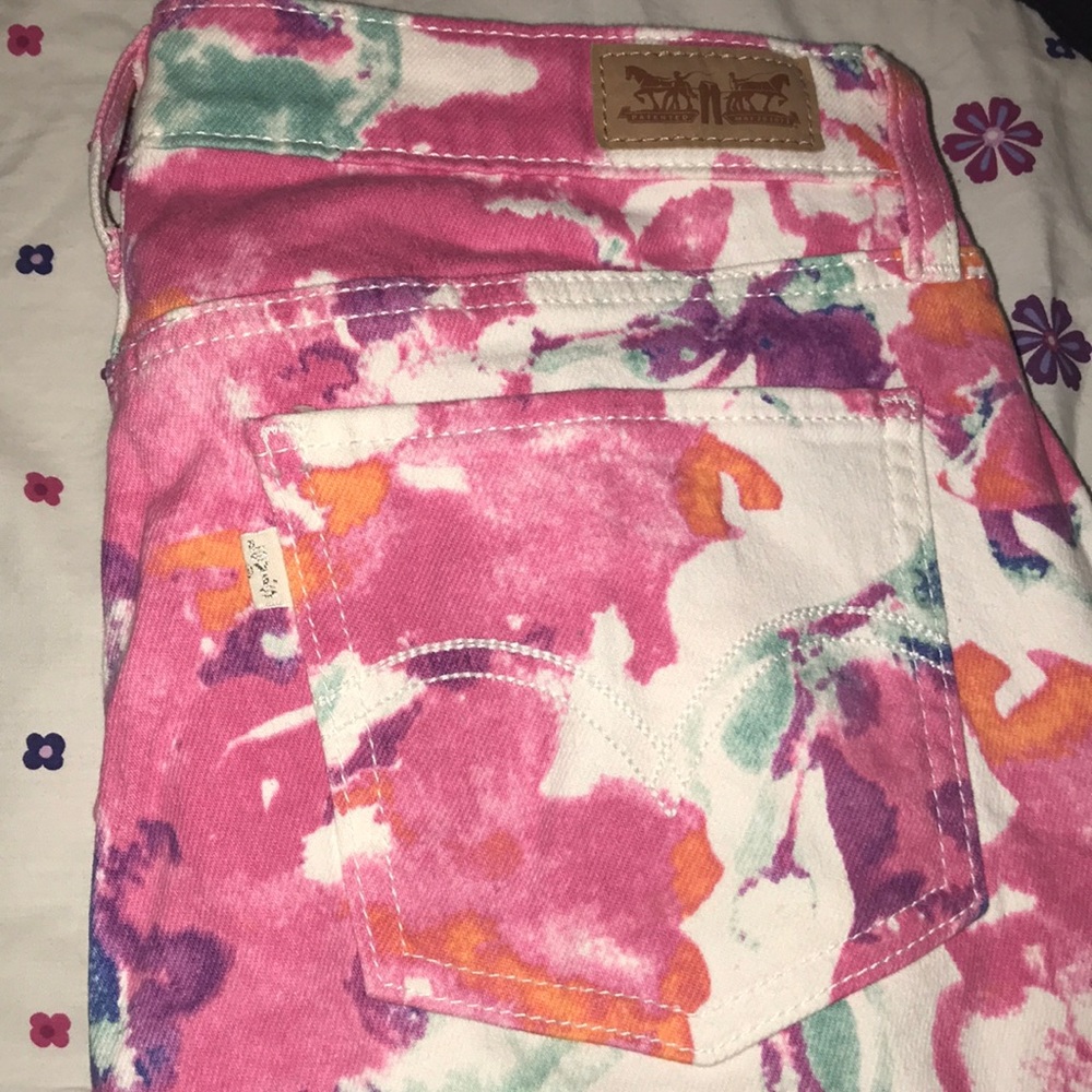 Levi’s jeans/leggings 🌸 pretty pink blue teal 💎